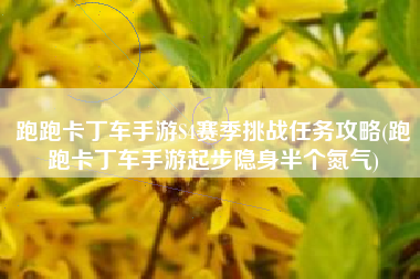 跑跑卡丁车手游S4赛季挑战任务攻略(跑跑卡丁车手游起步隐身半个氮气)