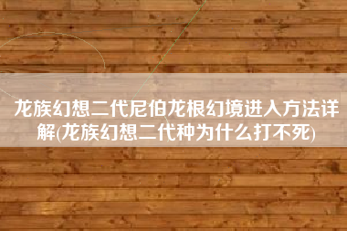 龙族幻想二代尼伯龙根幻境进入方法详解(龙族幻想二代种为什么打不死)