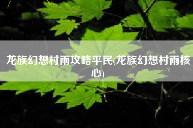 龙族幻想村雨攻略平民(龙族幻想村雨核心)
