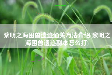 黎明之海困兽遗迹通关方法介绍(黎明之海困兽遗迹副本怎么打)