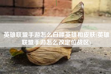 英雄联盟手游怎么白嫖英雄和皮肤(英雄联盟手游怎么改定位战区)
