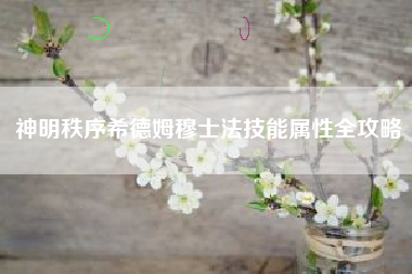 神明秩序希德姆穆士法技能属性全攻略