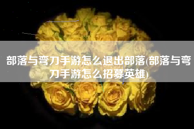 部落与弯刀手游怎么退出部落(部落与弯刀手游怎么招募英雄)