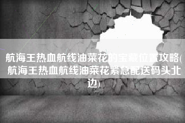 航海王热血航线油菜花的宝藏位置攻略(航海王热血航线油菜花紧急配送码头北边)