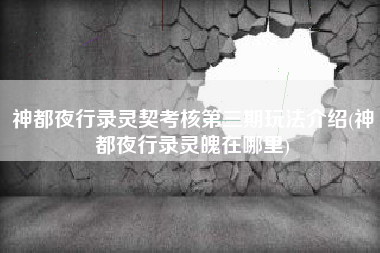 神都夜行录灵契考核第三期玩法介绍(神都夜行录灵魄在哪里)