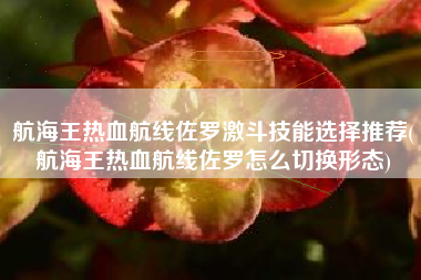 航海王热血航线佐罗激斗技能选择推荐(航海王热血航线佐罗怎么切换形态)