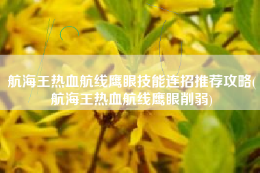 航海王热血航线鹰眼技能连招推荐攻略(航海王热血航线鹰眼削弱)