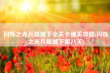 闪烁之光兵临城下全关卡通关攻略(闪烁之光兵临城下第八关)