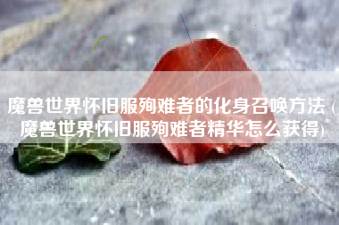 魔兽世界怀旧服殉难者的化身召唤方法 (魔兽世界怀旧服殉难者精华怎么获得)