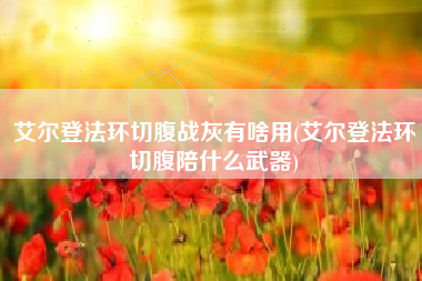 艾尔登法环切腹战灰有啥用(艾尔登法环切腹陪什么武器)