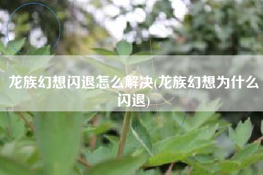 龙族幻想闪退怎么解决(龙族幻想为什么闪退)