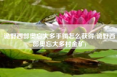 诡野西部奥忘大多手镯怎么获得(诡野西部奥忘大多村金矿)