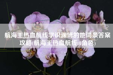 航海王热血航线学识渊博的她词条答案攻略(航海王热血航线t0角色)