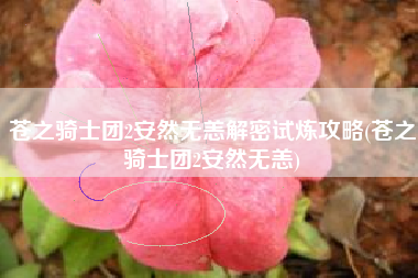 苍之骑士团2安然无恙解密试炼攻略(苍之骑士团2安然无恙)