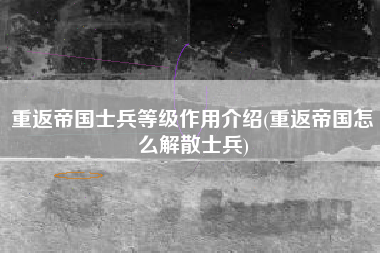重返帝国士兵等级作用介绍(重返帝国怎么解散士兵)