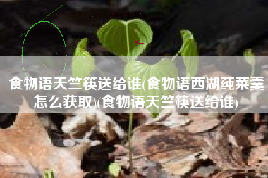 食物语天竺筷送给谁(食物语西湖莼菜羹怎么获取)(食物语天竺筷送给谁)