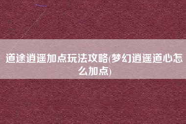 道途逍遥加点玩法攻略(梦幻逍遥道心怎么加点)