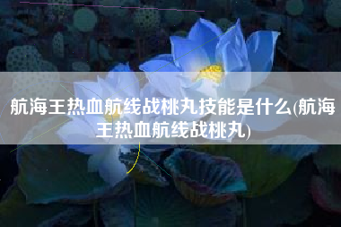 航海王热血航线战桃丸技能是什么(航海王热血航线战桃丸)