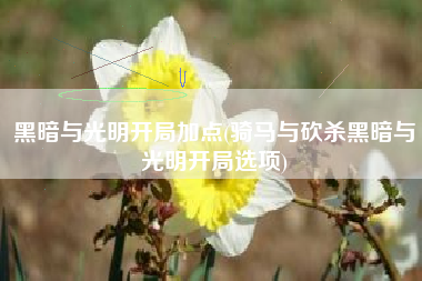 黑暗与光明开局加点(骑马与砍杀黑暗与光明开局选项)