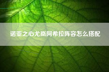诺亚之心尤岚阿希拉阵容怎么搭配