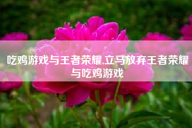 吃鸡游戏与王者荣耀,立马放弃王者荣耀与吃鸡游戏
