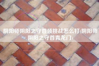阴阳师阴阳之守首领挑战怎么打(阴阳师阴阳之守首青龙门)