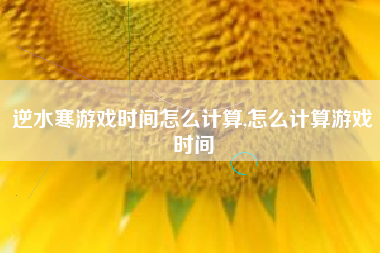逆水寒游戏时间怎么计算,怎么计算游戏时间