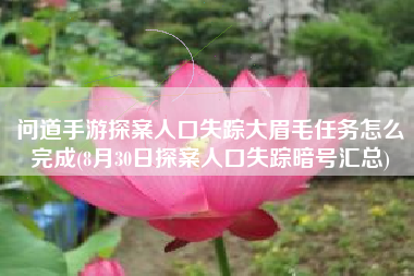 问道手游探案人口失踪大眉毛任务怎么完成(8月30日探案人口失踪暗号汇总)