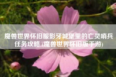 魔兽世界怀旧服影牙城堡里的亡灵哨兵任务攻略 (魔兽世界怀旧版手游)