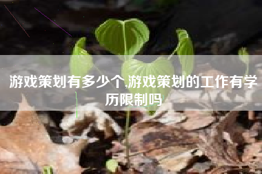 游戏策划有多少个,游戏策划的工作有学历限制吗