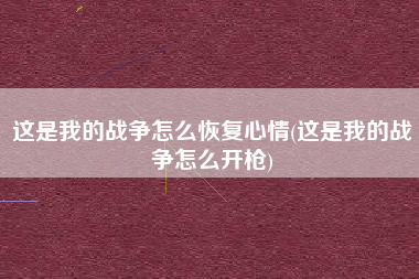 这是我的战争怎么恢复心情(这是我的战争怎么开枪)