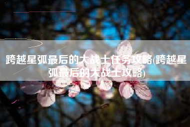 跨越星弧最后的大战士任务攻略(跨越星弧最后的大战士攻略)