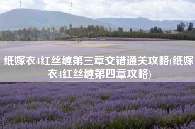 纸嫁衣4红丝缠第三章交错通关攻略(纸嫁衣4红丝缠第四章攻略)