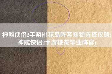 神雕侠侣2手游桃花岛阵容宠物选择攻略(神雕侠侣2手游桃花毕业阵容)