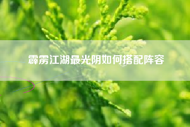 霹雳江湖最光阴如何搭配阵容