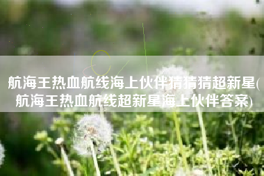 航海王热血航线海上伙伴猜猜猜超新星(航海王热血航线超新星海上伙伴答案)