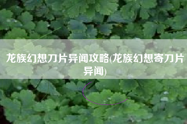 龙族幻想刀片异闻攻略(龙族幻想寄刀片异闻)