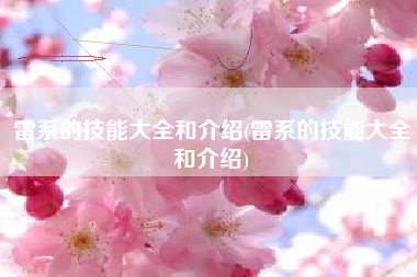 雷系的技能大全和介绍(雷系的技能大全和介绍)