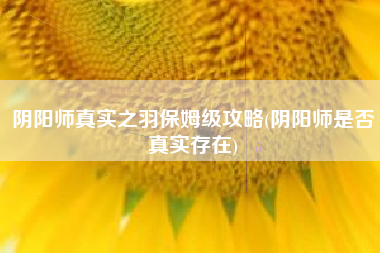 阴阳师真实之羽保姆级攻略(阴阳师是否真实存在)