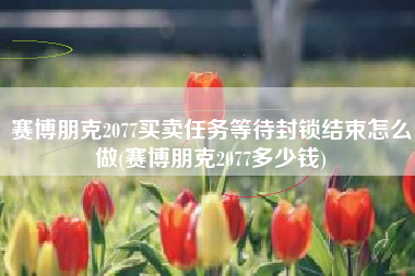 赛博朋克2077买卖任务等待封锁结束怎么做(赛博朋克2077多少钱)