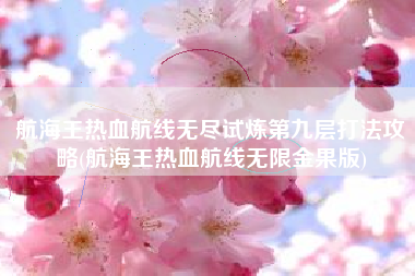 航海王热血航线无尽试炼第九层打法攻略(航海王热血航线无限金果版)