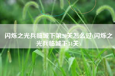 闪烁之光兵临城下第20关怎么过(闪烁之光兵临城下34关)