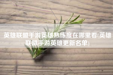 英雄联盟手游英雄熟练度在哪里看(英雄联盟手游英雄更新名单)