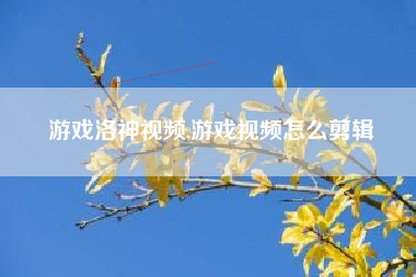 游戏洛神视频,游戏视频怎么剪辑