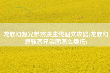 龙族幻想兄弟对决主线图文攻略(龙族幻想骇客兄弟团怎么委托)