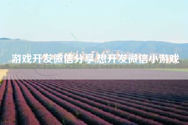游戏开发微信分享,想开发微信小游戏