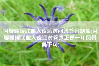 闪耀暖暖联盟入夜派对问答答案题库(闪耀暖暖联盟入夜派对答题正是一年风景美下句)