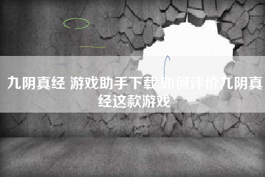 九阴真经 游戏助手下载,如何评价九阴真经这款游戏