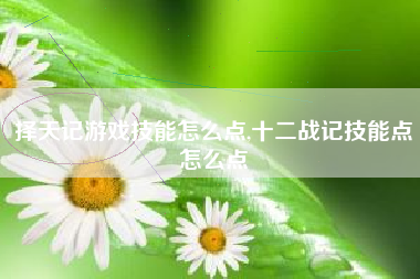 择天记游戏技能怎么点,十二战记技能点怎么点