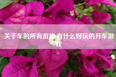 关于车的所有游戏,有什么好玩的开车游戏